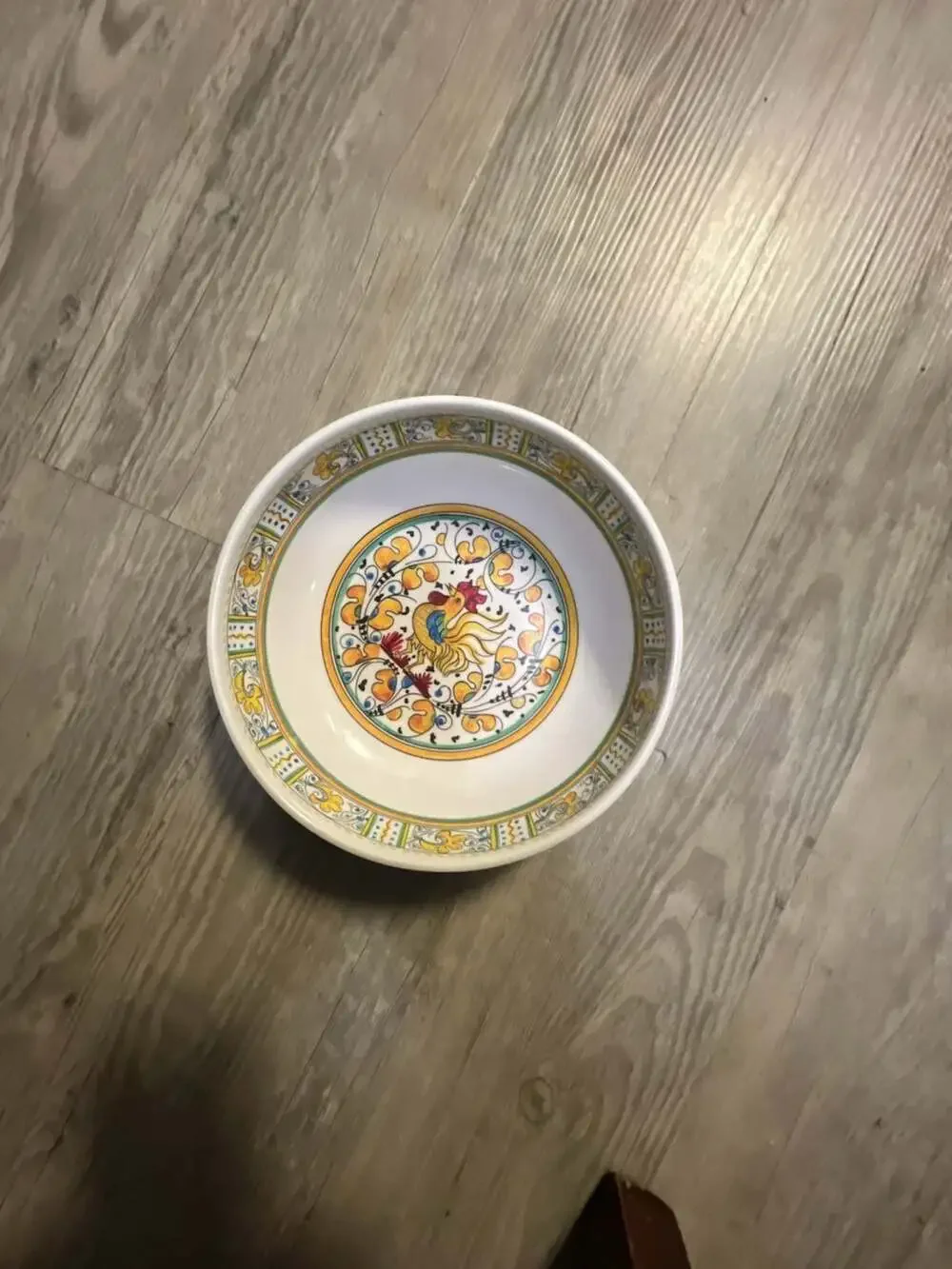 Le Cadeaux Melamine Yellow Rooster Soup Cereal Pasta Bowl